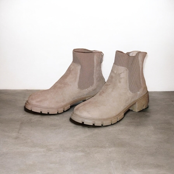 🔥Steve Madden Tan Suede Platform Ankle Boots Size 4 Big Girls - Picture 2 of 3